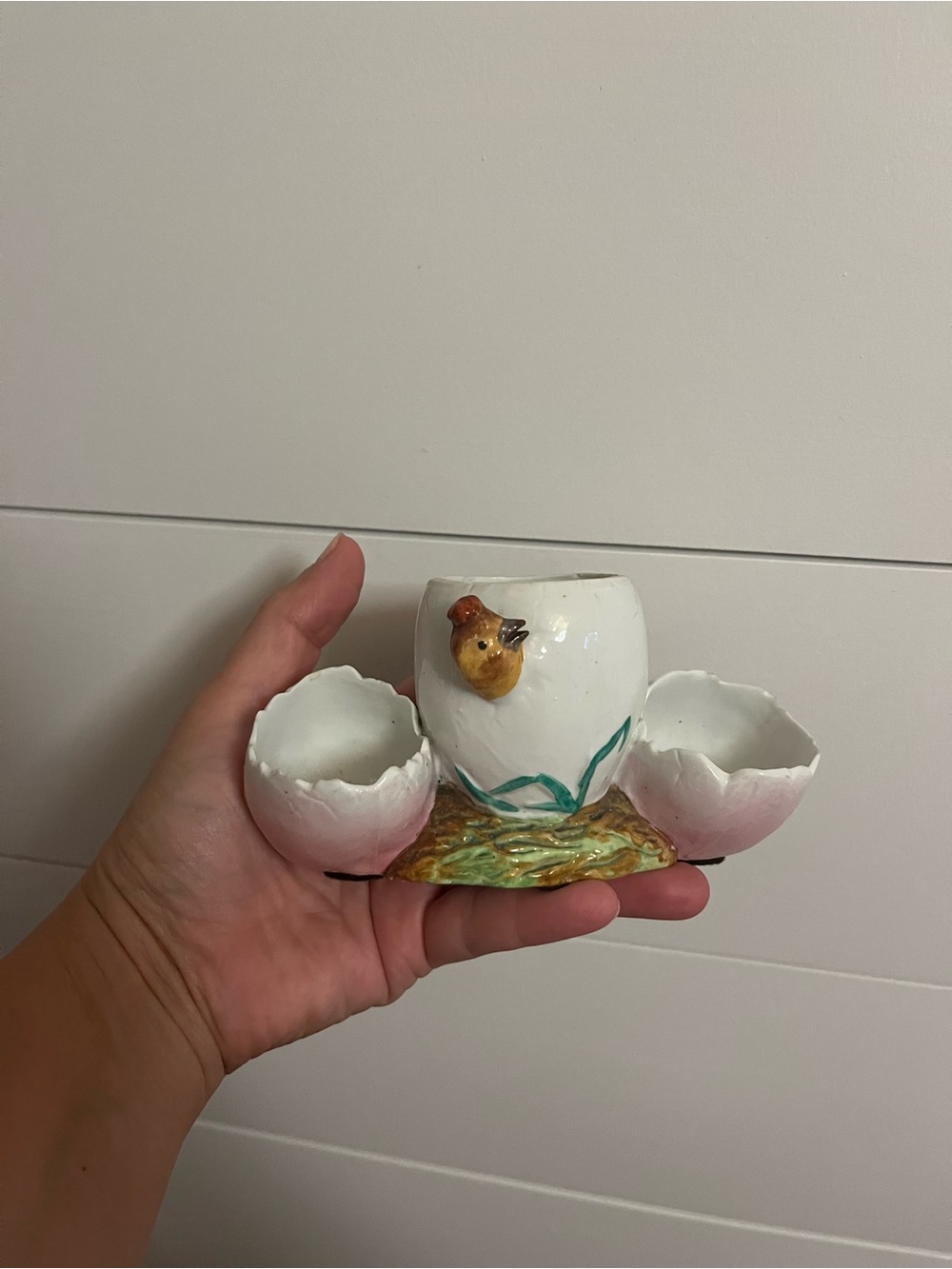 VTG Antique HATCHING CHICK 3 EGG TOOTHPICK HOLDER